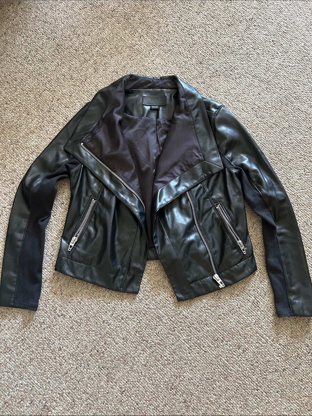 Blank NYC Black Faux Leather Moto Jacket with Silver Zippers
